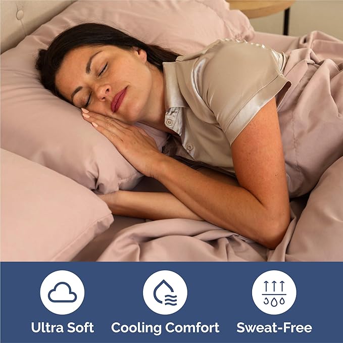 Split King 7 Piece Sheet Set - Comfy Breathable & Cooling - Ultra-Soft Hotel Luxury Bedding Set w/ 8-16 Inch Deep Pockets - 1 Flat & 2 Fitted Sheet & 4 Pillowcases - Wrinkle Free & Easy Care - Mauve