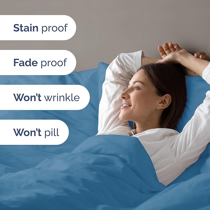 Duvet Cover Full Size - Extra Soft Full Size Duvet Cover - Lightweight, Breathable & Cozy - Easy Care & Fade Free w/ Zipper Closures & Ties - 80" x 90" Inches - (Denim Blue) Comforter Not Included