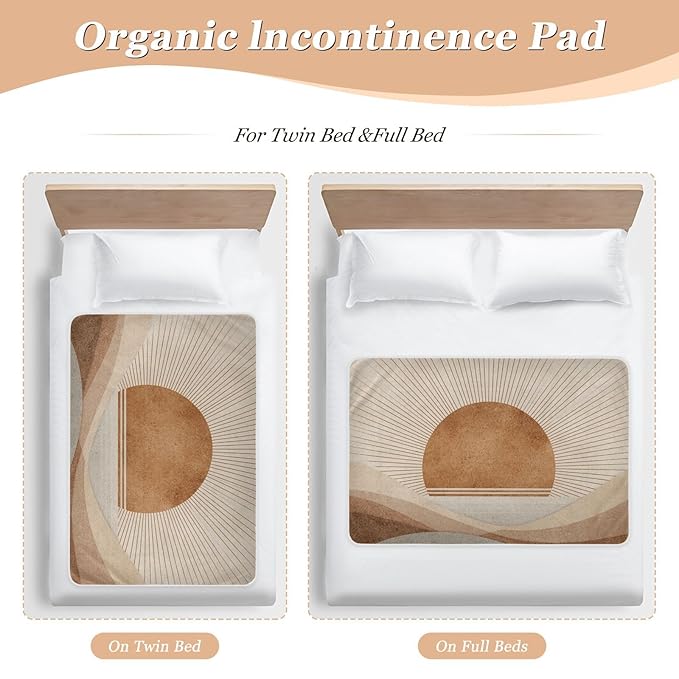 Waterproof Bed Pad Reusable Changing Pad Toddler Mattress Protector Large Pee Pad Baby Diaper Pad Soft Washable Liner Boho Sun