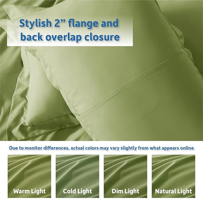 Nestl Twin Duvet Cover Set with Comforter Insert - Calla Green 3 Piece 68x90 Duvet Cover & 1 Pillow Sham with White Quilted Down Alternative Comforter, Ultra Soft, All Season