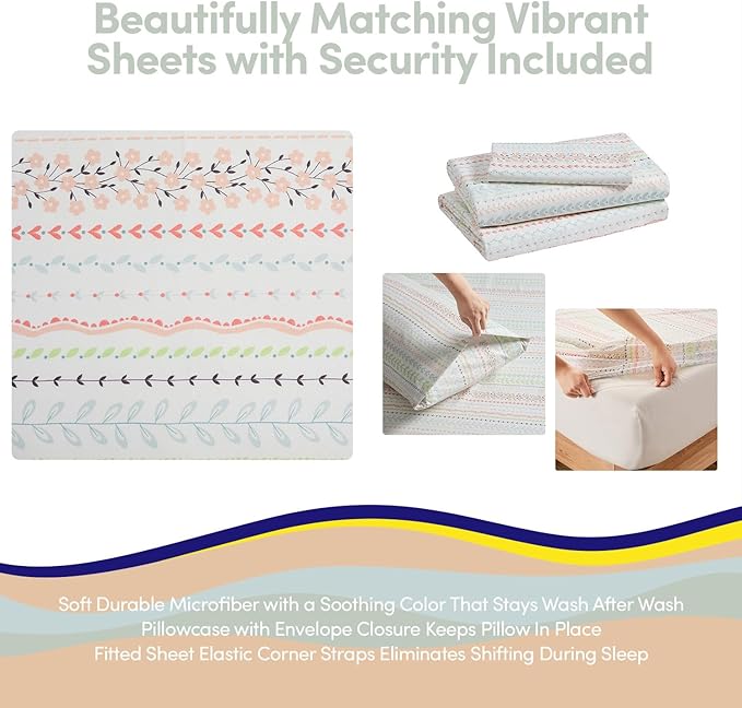 Kids Comforter Set Full Size – Bed in a Bag with Sheets, Pillowcases & Shams – Soft Stylish Pom Pom Bedding – All Season Girls Bed Set
