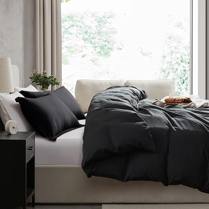 Nestl Black California King Duvet Cover Sets - Soft Prewashed Cal King Duvet Cover, 3 Piece, with Zipper Closure, 1 Duvet Cover 104x98 inches and 2 Pillow Shams