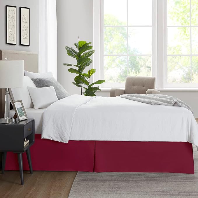 Nestl Red Heaven Full Bed Skirt - Full Size Bed Skirt 14 Inch Drop - Brushed Microfiber Bed Skirts - Hotel Quality Pleated Bed Skirt - Shrinkage & Fade Resistant