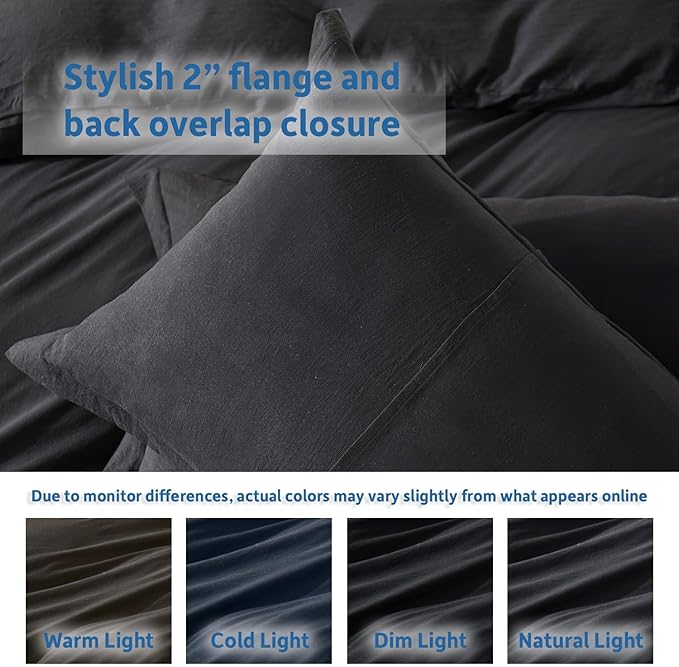 Nestl Black California King Duvet Cover Sets - Soft Prewashed Cal King Duvet Cover, 3 Piece, with Zipper Closure, 1 Duvet Cover 104x98 inches and 2 Pillow Shams