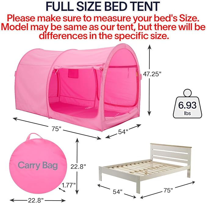 LEEDOR® Bed Tent Dream Tents Bed Canopy Shelter Cabin Indoor Privacy Warm Breathable Pop Up Twin/Full/Queen for Kids and Adult Patent Pending(Mattress Not Included)
