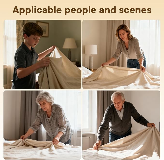 Acacia Wood Mattress Lifter Tool for Changing Sheets, Easy Lever-Action Lift & Comfort Grip, Sturdy Wooden Design for Seniors, Caregivers, Housekeepers, Daily Bed Making & Sheet Tucking