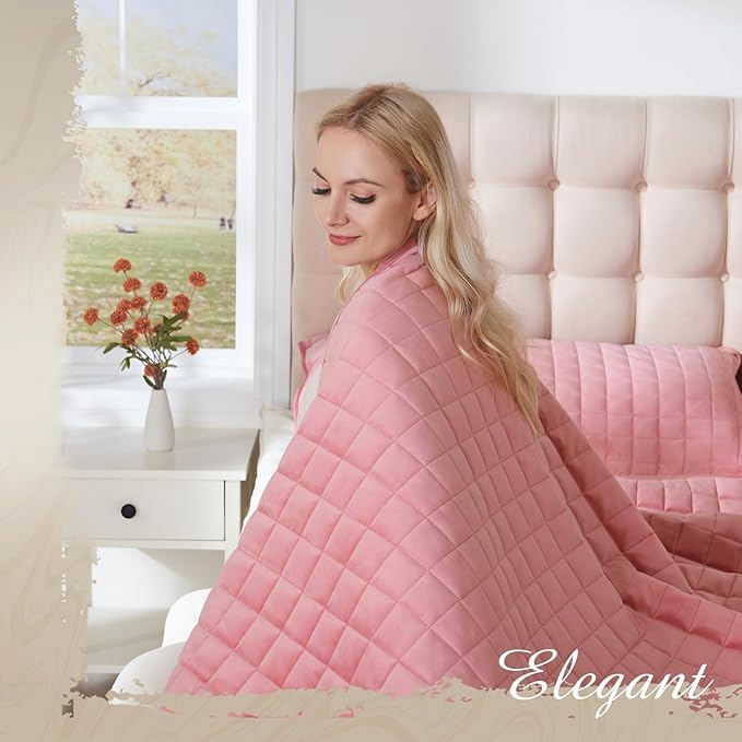 Luxury Velvet Quilt Set King Size, Comforter Set with Pillow Shams, Soft Lightweight Bedspread Coverlet Bedding Sets for All Seasons, Rose Pink