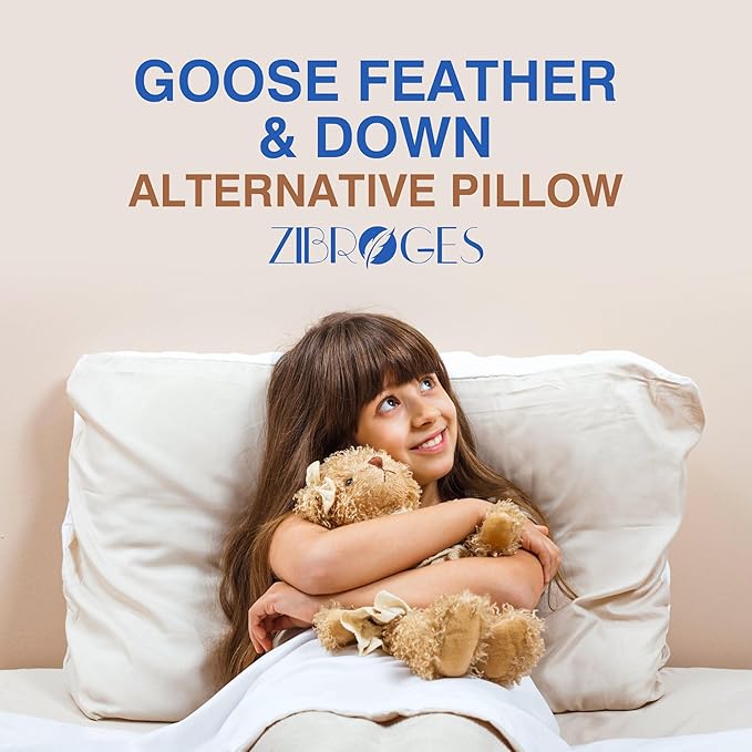 Ultra Soft Feather Pillows Queen Size Set of 2 - Goose Down Hotel Bed Pillow for Sleeping, (Down Fiber) Fluffy Support Surround Fill Polyester for Side, Back and Stomach Sleepers (Soft)
