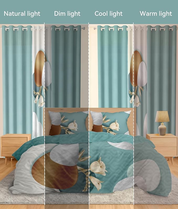 Matching Curtains and Bedding Sets 1 Bedspread 2 Pillowcases 2 Print Curtains 4 Solid Curtains King Size Comforter Set with Curtains Cotton-Like Touch Microfiber Suite