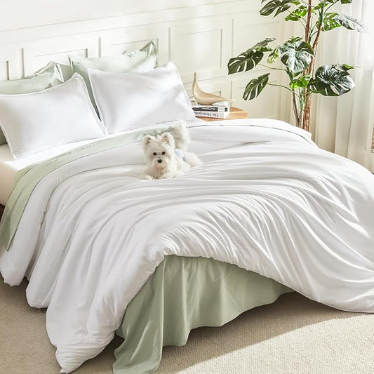 Litanika California King Comforter Set White - 3 Pieces Cal King Lightweight Soft Plain Bed Comforter, Oversized Down Alternative Bedding Set - Machine Washable (104x96In, 2 Pillowcases)