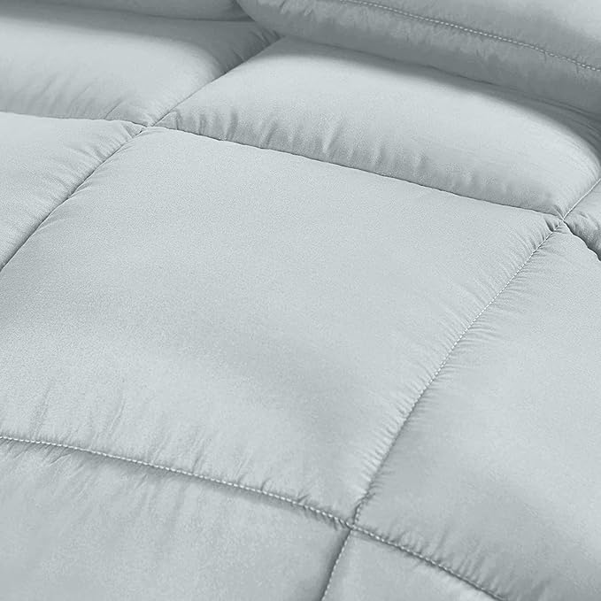 Utopia Bedding Comforter Duvet Insert, Quilted Comforter with Corner Tabs, Box Stitched Down Alternative Comforters Twin Size (Light Grey)
