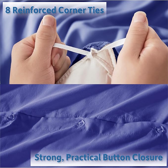 Nestl Twin Duvet Cover Set with Comforter Insert - Royal Blue 3 Piece 68x90 Duvet Cover & 1 Pillow Sham with White Quilted Down Alternative Comforter, Ultra Soft, All Season