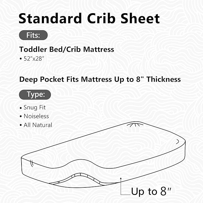 TILLYOU Fitted Crib Sheets - 100% Cotton Fitted Sheets for Standard Crib Mattress, Toddler Bed Mattress Fitted Sheets 2 Pack, Machine Washable, 28x52, White&Charcoal Gray