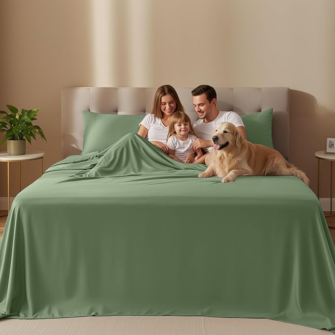 Utopia Bedding Queen Size Sheet Set – 4 Piece Bed Sheets, Soft and Breathable Microfiber, Includes 1 Fitted Sheet, 1 Flat Sheet and 2 Pillowcases – Oeko Tex (Sage)