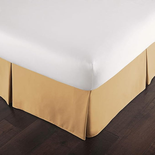 Southshore Fine Living, Inc. Queen Bed Skirt - 14" Drop, Luxury Pleated Bed Skirts, Queen Bedding Dust Ruffle, Queen Size Bed Skirting, Gold