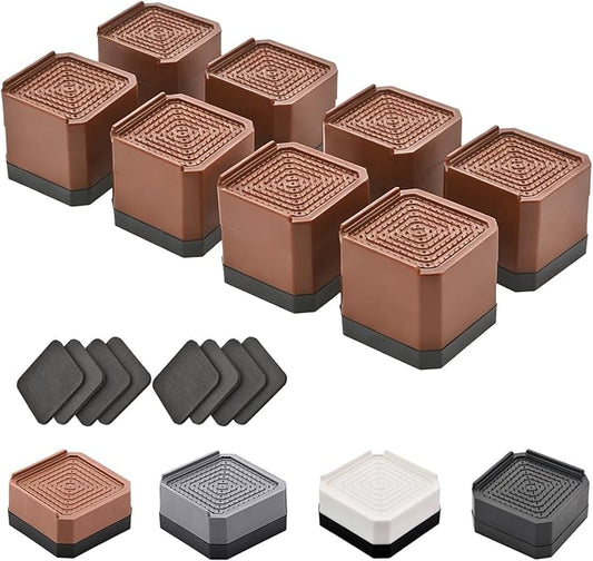 Bed Risers Furniture Risers Heavy-Duty Rectangular Adjustable Block 8 Pack Lift to 3 inches and 4.3 inches Desk, Sofa, Chair Legs, Refrigerator, Washing Machine Support up to 4000 pounds