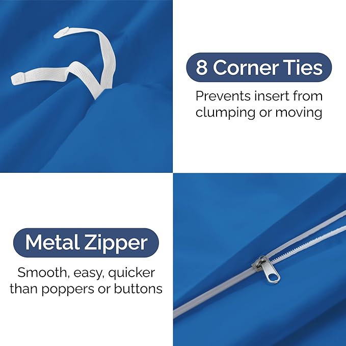 Duvet Cover Twin/Twin XL Size - Extra Soft Twin/Twin XL Size Duvet Cover - Breathable, Easy Care and Fade Free with Zipper Closures & Ties - 68" x 90" Inches - (Royal Blue) Comforter Not Included