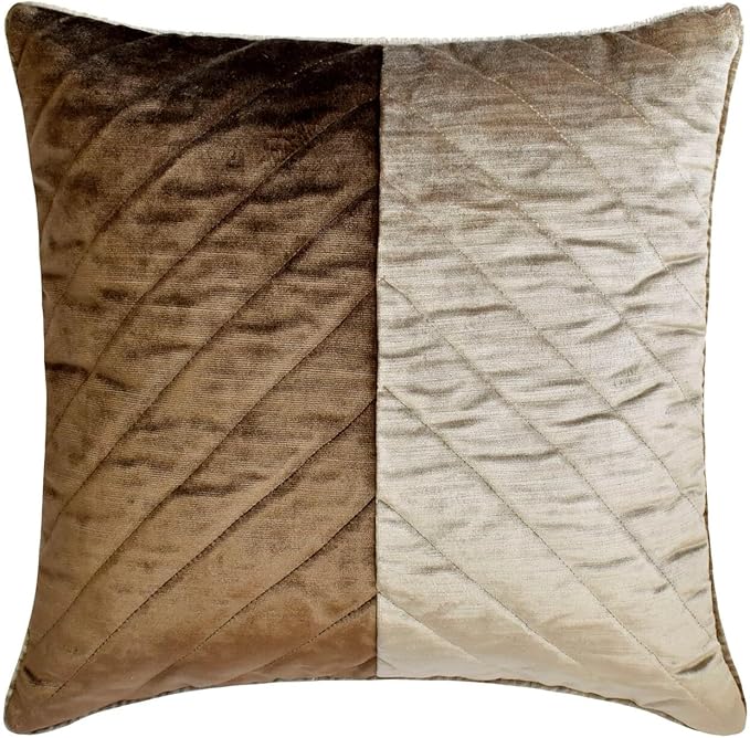 The HomeCentric King/Queen/Twin Brown Decorative Bed Runner Full 68"x18" Bed Runner with Two Pillow Cover, Solid, Chevron, Patchwork, Quilted Bed Scarf on Velvet Fabric - Plush Divide