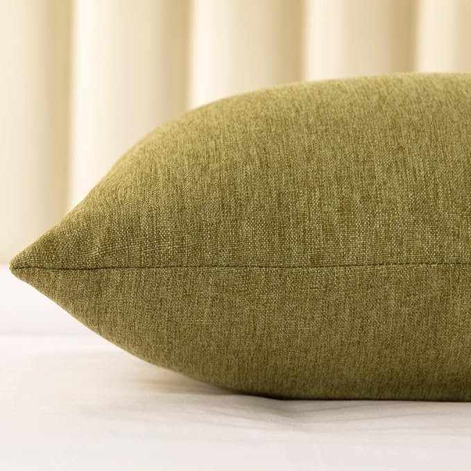 AMBERIS 2 Pillowcases (45×45cm)(Without Insert) Green, Imitation Linen Decorative 2 Pillowcases (Without Insert) for Home Hotel