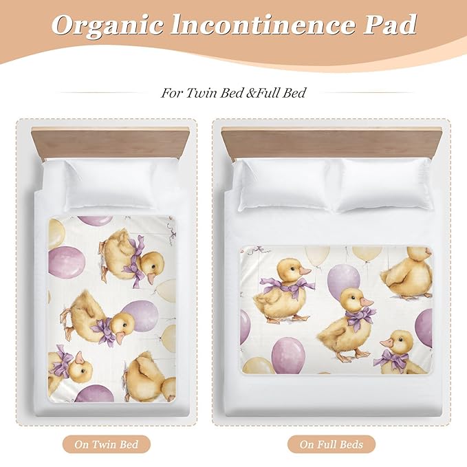 Waterproof Bed Pad Reusable Changing Pad Toddler Mattress Protector Large Pee Pad Baby Diaper Pad Soft Washable Liner Purple Balloons Ducks Bows
