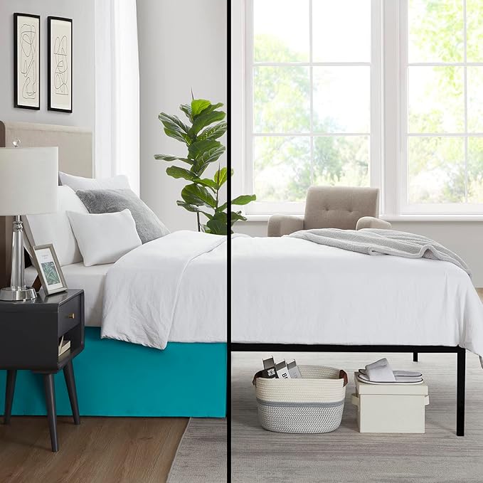 Nestl Teal Full XL Bed Skirt - Full XL Size Bed Skirt 14 Inch Drop - Brushed Microfiber Bed Skirts - Hotel Quality Pleated Bed Skirt - Shrinkage & Fade Resistant