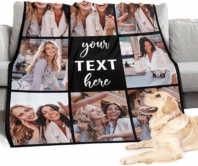 Picture Blanket Personalized Photo, 8 Photos Blanket Customize Custom Friendship Blanket Long Distance Friendship Gifts for Besties, Female, Soul Sister, BFF
