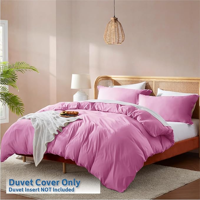 Nestl Light Pink Duvet Cover King Size - Soft Double Brushed King Duvet Cover Set, 3 Piece, with Button Closure, 1 Duvet Cover 104x90 inches and 2 Pillow Shams