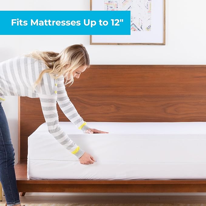 Linenspa Zippered Mattress Encasement – Twin Size Waterproof Mattress Protector – Quiet Cover & Complete Protection-– Dorm Room Essentials,White,(Pack of 8)