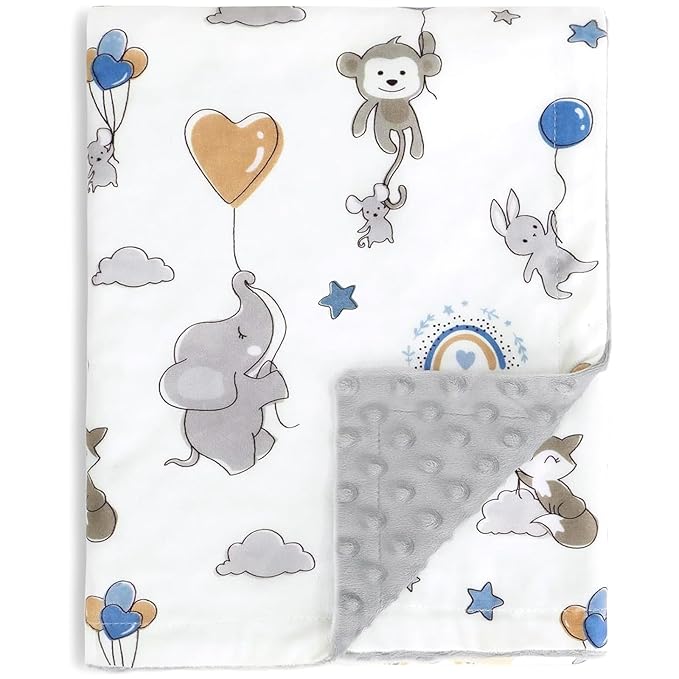 HOMRITAR Elephant Baby Blanket for Unisex, Super Soft Minky Double Layer Blankets with Soothing Raised Dots for Toddler Nursery Crib Stroller 30 x 40 Inch