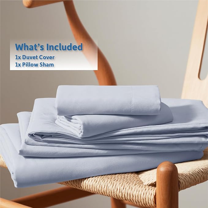Nestl Twin Duvet Cover Set - Soft Double Brushed Ice Blue Duvet Cover Twin/Twin XL, 2 Piece, with Button Closure, 1 Duvet Cover 68x90 inches and 1 Pillow Sham