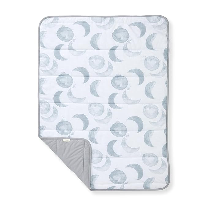 Burt's Bees Baby Reversible Blanket, Nursery, Stroller & Tummy-Time Organic Jersey Cotton Quilted Infant & Toddler Bedding