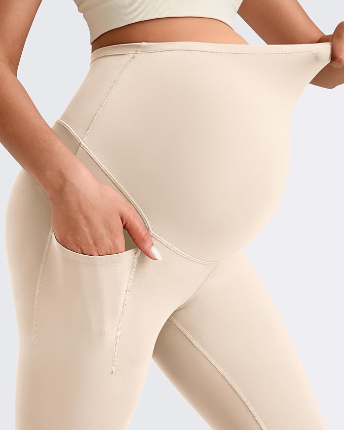 G4Free BareFeel Maternity Leggings with Pockets Over The Belly Stretchy Workout Yoga Pregnancy Pants