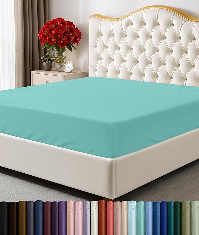 Utopia Bedding Queen Fitted Sheet - Bottom Sheet - Deep Pocket - Soft Microfiber - Shrinkage and Fade Resistant - Easy Care -1 Fitted Sheet Only (Spa Blue)