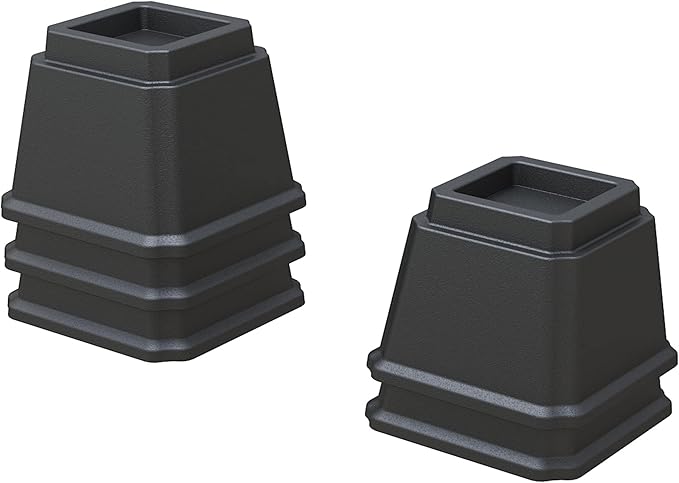 Bed Risers 4 Inch Heavy Duty Bed Elevators, Set of 6 Lifts Up 3,000 lbs Furniture Riser for Sofa and Table, Black