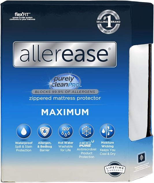 AllerEase Waterproof Mattress Protector, Maximum Allergy Mattress Protector, Full Mattress Cover