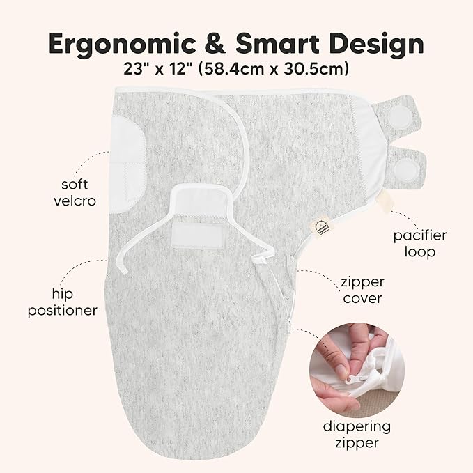 Baby Swaddle Sleep Sacks with Zipper - 3-Pack Swaddles for Newborns 0-3 Months, Infant, Baby Girls, Boys, Soft & Durable Newborn Sleep Sack, Easy Diaper Change Swaddling Blanket (Aspire, OS)