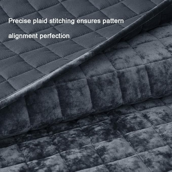 Luxurious Velvet Quilt Oversize King Size Set 120"x128" Ultra Soft Bedding Set Quilted Bedspread Coverlet with 2 Matching Pillow Shams for All Seasons,Blue Gray