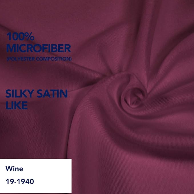 PureFit Wrap Around Ruffled Bed Skirt with Adjustable Elastic Belt - 22 Inch Drop Easy to Put On, Wrinkle Free Bedskirt Dust Ruffles, Bed Frame Cover for Queen, King and C-King Size Beds, Wine