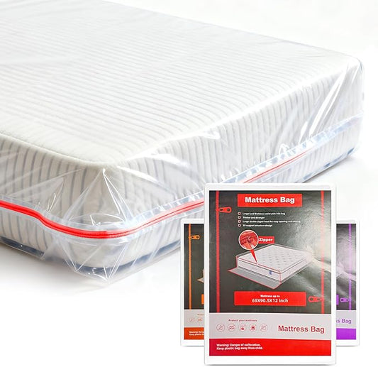 Gooo&Ma 6Mil Thicken Mattress Bag for Moving, Waterproof Zippered Mattress Cover for Storage, Reusable Plastic Encasement, Tear Proof Dust Proof Protection (Red, Twin)