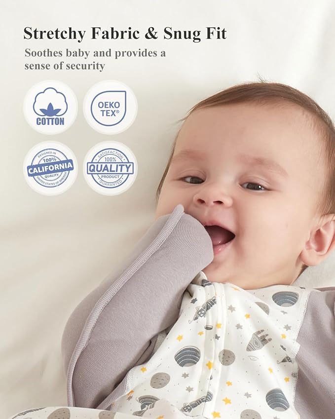 KIDIRA Swaddle for Newborns, Baby Swaddles 0-3 Months 5-13lb, Arms Up Swaddle 0-3 Months Newborn with Moisture-Wicking Fabric, Promotes Healthy Hip Development, 2-Way Zipper, 1Pack(Spaceships)