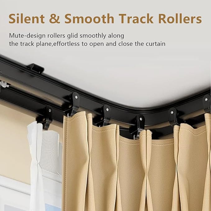 Flexible Bendable Ceiling Curtain Track, 16.4ft (5m) PVC, Metal, Plastic & Stainless Steel, Black, Ceiling Mounted