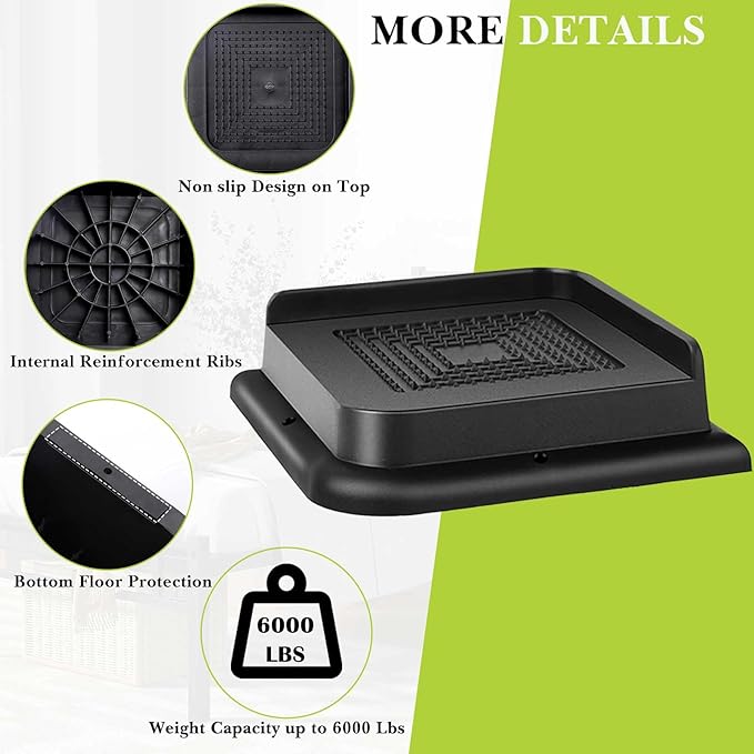 Bed Risers 1 inch, 2 inch, 3 inch, 4 inch, 6 inch, 8 inch Heavy Duty, Oversized Furniture Riser for Couch Sofa Table Chair Leg Frame Dorm, Support up to 6000 Lbs (Black 6 Pack, 1 inch)