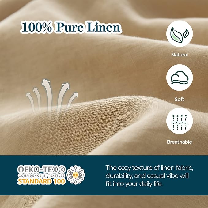 Simple&Opulence Body Pillow Cover 20" x 54",100% Pure Linen, Ultra Soft and Breathable, Body Pillowcase with Envelope Closure for Adults (Sand)