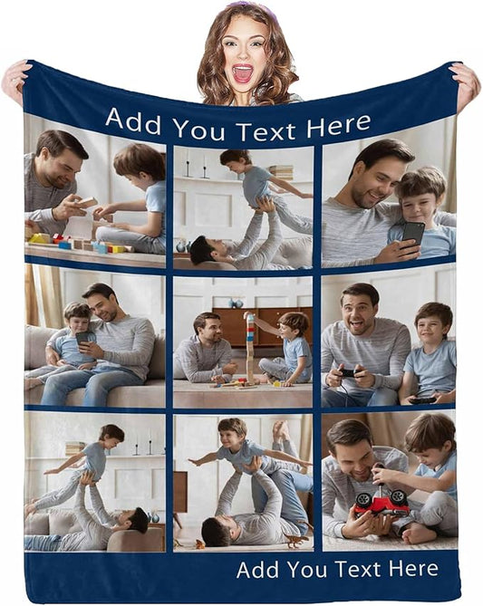 Personalized Blankets and Throws, 9 Photos Custom Photo Blanket Costume Blanket Dad Blanket Best Dad Ever Father's Day Birthday Gifts for Dad, 8 Sizes