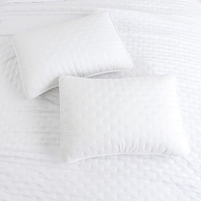 ROARINGWILD White Oversized California Cal King Size Quilt Bedding Sets with Pillow Shams, Lightweight Soft Bedspread Coverlet, Quilted Blanket Thin Comforter Bed Cover, 3 Pieces, 118x106 inches