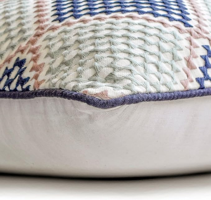 The HomeCentric King/Queen/Twin Blue Decorative Bed Runner Twin 53"x18" Bed Runner Without Pillow Cover, Embroidered Bed Scarf on Embroidered Fabric - Pointillism
