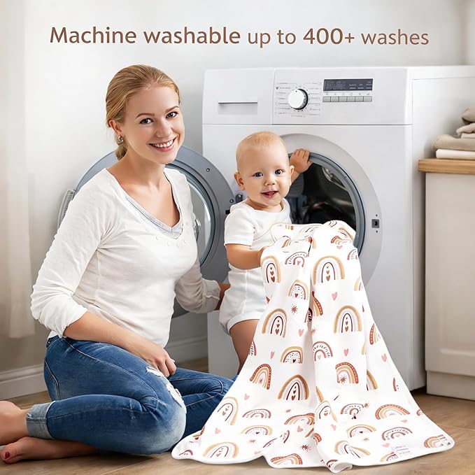 ROCCED Baby Bed Pad Waterproof Washable Reusable 31"x40" Large Toddler Mattress Protector Incontinence Pads Sheet Cover Underpads for Kids Adults and Pets Potty Training Mat-Rainbow