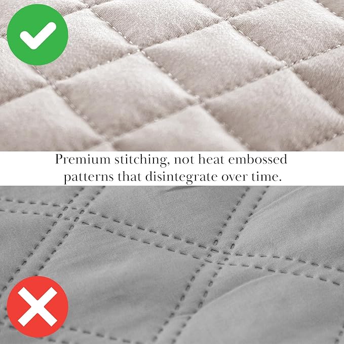 Southshore Fine Living, Inc. King Quilt Bedding Set, Quilted Comforter, Coverlet Bed Spread for California Kings, Luxury Bedding King Quilt Set, Lightweight Quilted Bedspread w/Shams, Bone