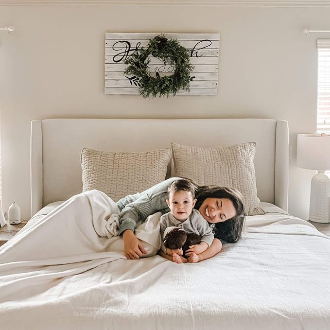 Peacock Alley All Seasons Luxury Cotton Blanket – 100% Long Staple Cozy Cotton Blanket for Sofa, Bed, and Crib - Queen, White