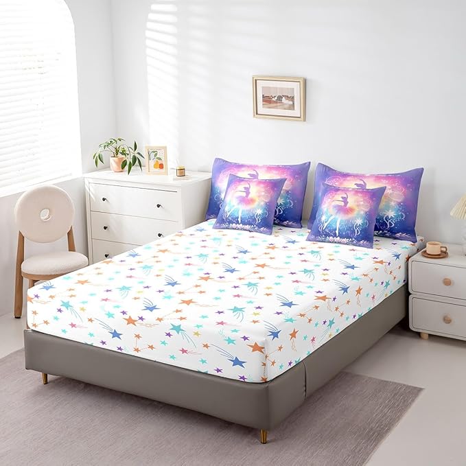 Feelyou Kids Ballet Dancer Comforter Set with Sheets Queen Size, Ballerina 7 Pieces Bedding Set Boys Girls Dreamy Princess Bed in A Bag Dancing Teens Bed Set Bedroom Decor 7Pcs